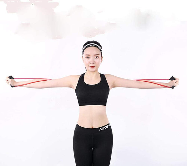 Lightahead Set of 3 Figure 8 Exercise Band Resistance Cord Tube Workout Body Building Fitness Tool