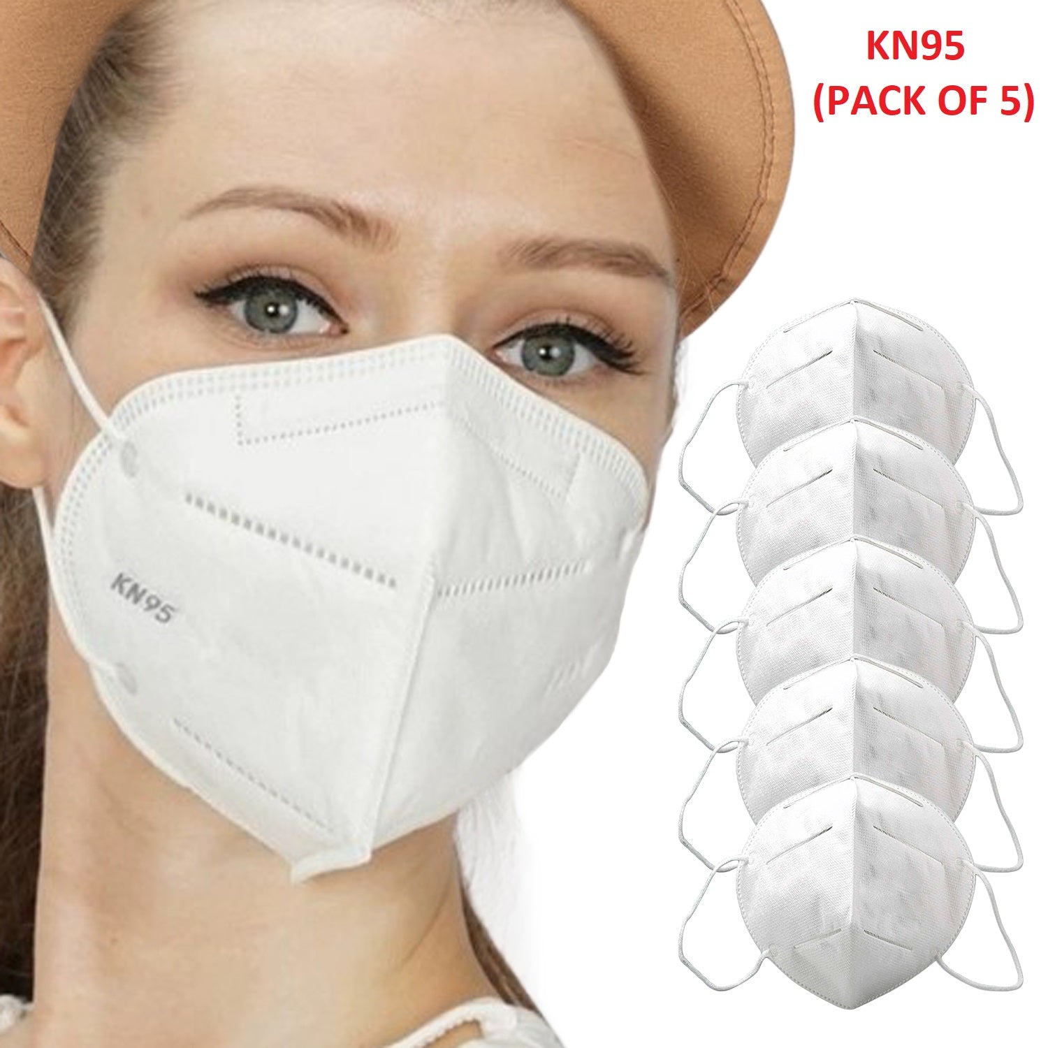 Lightahead KN95 4-Layer Mouth Surgical Face Mask for Germ Virus Pollution PM2.5 Protection-5 Masks