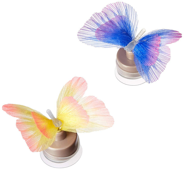 Lightahead SET OF 2 LED Fiber Optic Butterfly with Suction Cup Colorful LED Butterfly Decoration Night Light  (Blue and Yellow)