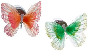 Lightahead SET OF 2 LED Fiber Optic Butterfly with Suction Cup Colorful LED Butterfly Decoration Night Light (Orange and Green)