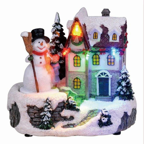 Lightahead Christmas LED Lighted House Sculpture Musical Decoration with 8 melodies Tabletop Centerpieces (Snowman)