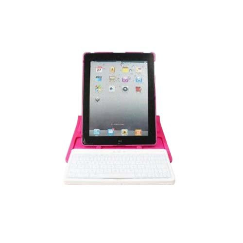 Lightahead 360 Degrees Rotating Sliding Cover Case with Sliding & Adjustable Bluetooth Wireless Keyboard for Ipad 2 & 3 (pink)
