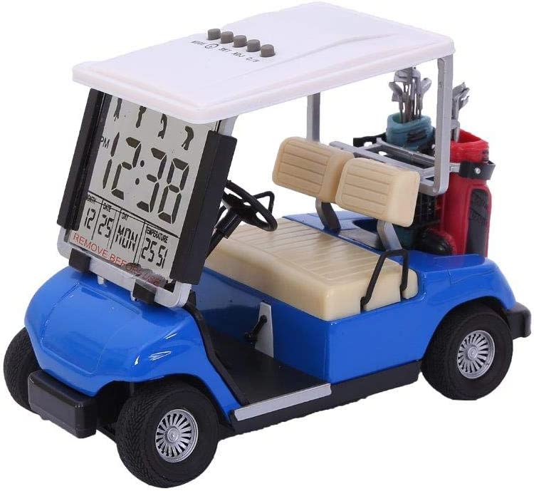 USGOLFER Miniature Desktop Golf Cart Buggy with LCD Display Date,Time and Temperature for Great Gift for Fathers Mothers Day Souvenirs Novelty Golf Gifts & Presents (Blue)