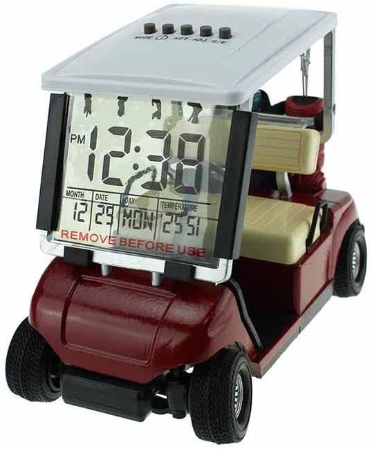 USGOLFER Miniature Desktop Golf Cart Buggy with LCD Display Date,Time and Temperature for Great Gift for Fathers Mothers Day Souvenirs Novelty Golf Gifts & Presents (Red)