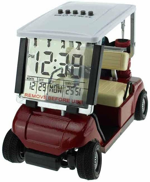 USGOLFER Miniature Desktop Golf Cart Buggy with LCD Display Date,Time and Temperature for Great Gift for Fathers Mothers Day Souvenirs Novelty Golf Gifts & Presents (Red)
