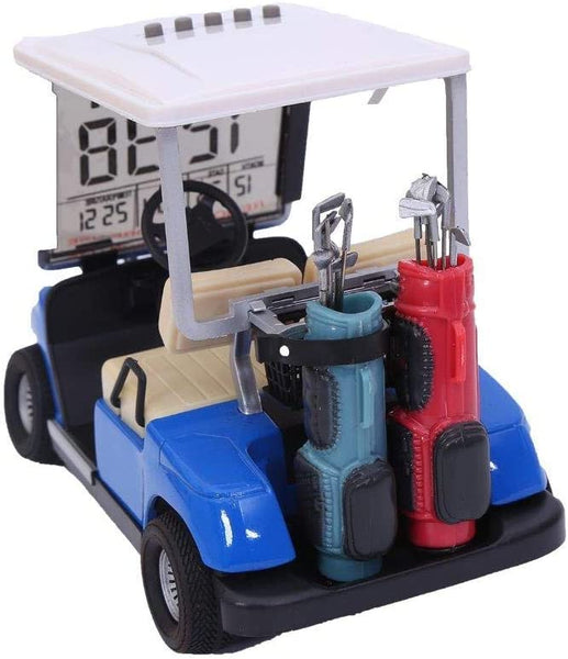 USGOLFER Miniature Desktop Golf Cart Buggy with LCD Display Date,Time and Temperature for Great Gift for Fathers Mothers Day Souvenirs Novelty Golf Gifts & Presents (Blue)