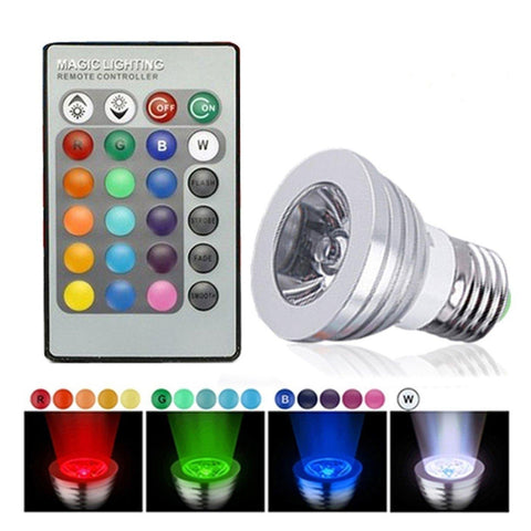 2 Pack E27/E26 Standard Screw Base 16 Colors Changing Dimmable 3W RGB LED Light Bulb with Remote