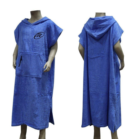 Lightahead® Cotton Surf Beach Hooded Poncho Changing Bath Robe Towel with Pocket (Blue) (Adult XL)