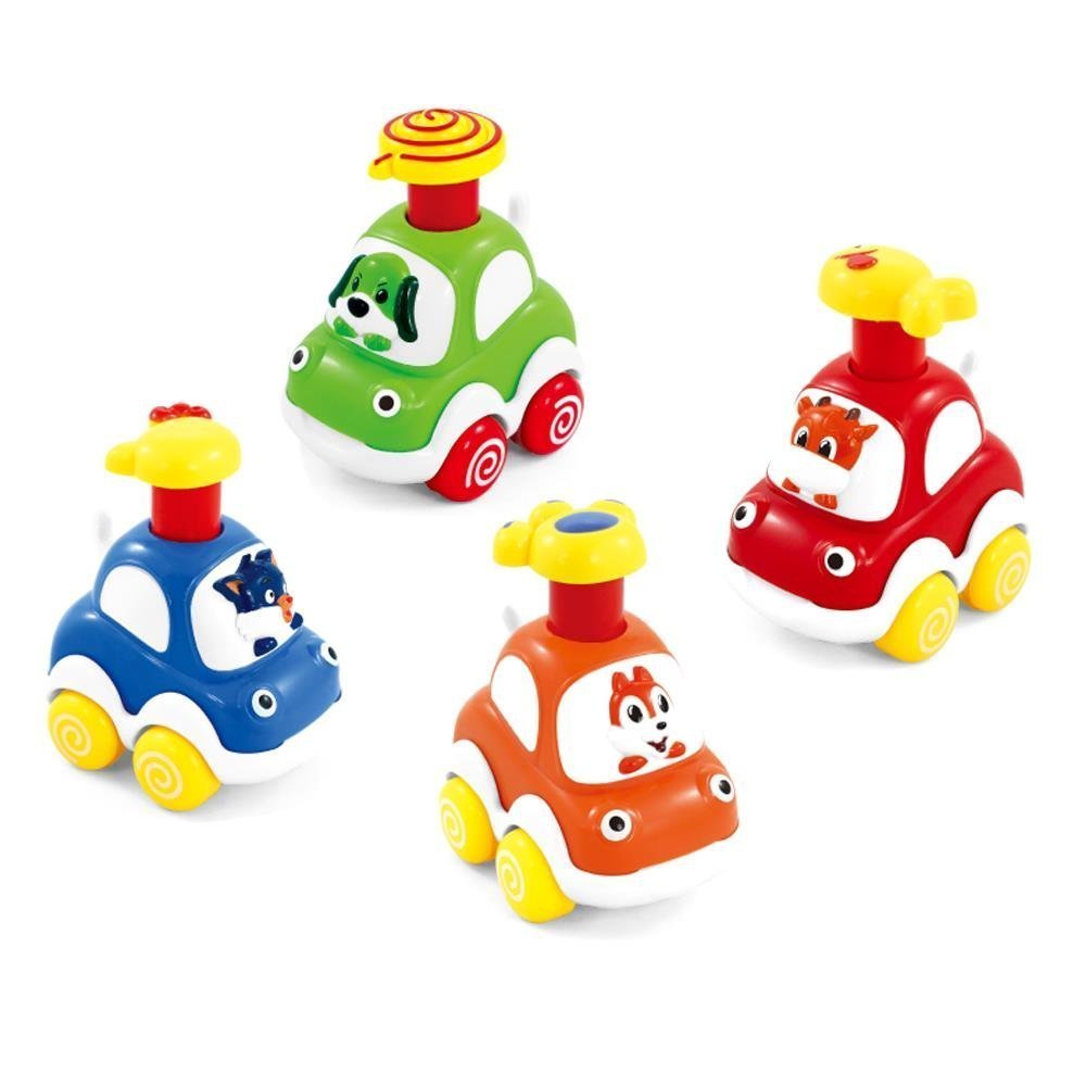 Lightahead Fun Animal Pressure Cars Press and Play Vehicles for Toddlers, Set of 8