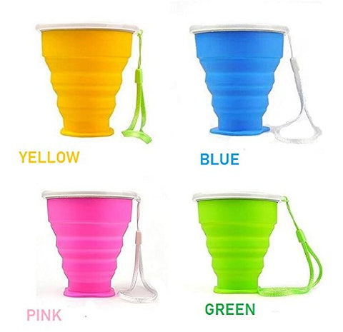 Lightahead®4 Pack Unbreakable Collapsible Portable Travel Cup glass with Lid, Silicone Foldable Mug