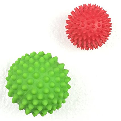 Lightahead Pack of 2 Spiky Massage Balls-Massager Roller Balls Porcupine Sensory Ball Set(Red,Green)