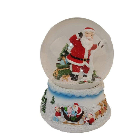 Lightahead Musical Christmas Santa Checking his List Water Snow Globe with music 100 MM in Polyresin
