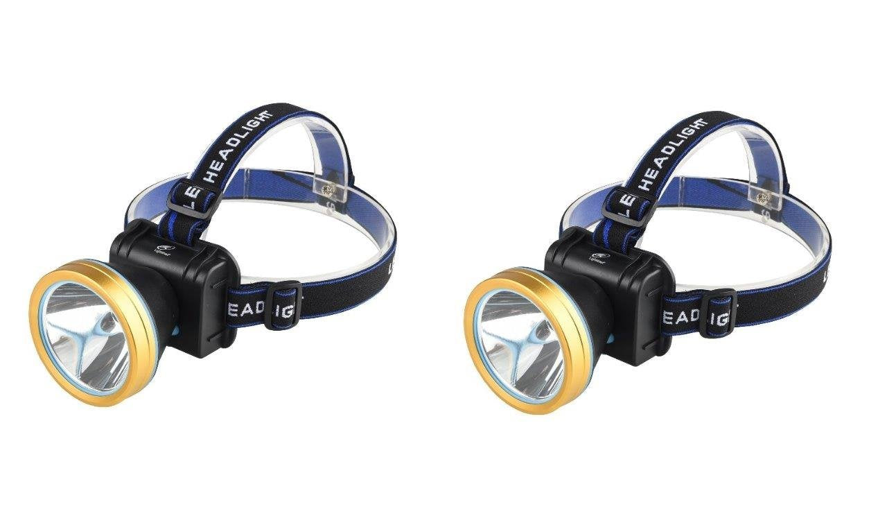 Lightahead Pack of 2 LED Headlamp Waterproof Hands free Adjustable Light with Rechargeable Battery