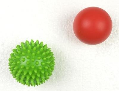 Lightahead Red Lacrosse and Green Spiky Massage Ball Set for Myofascial Release Therapy, 2 pack
