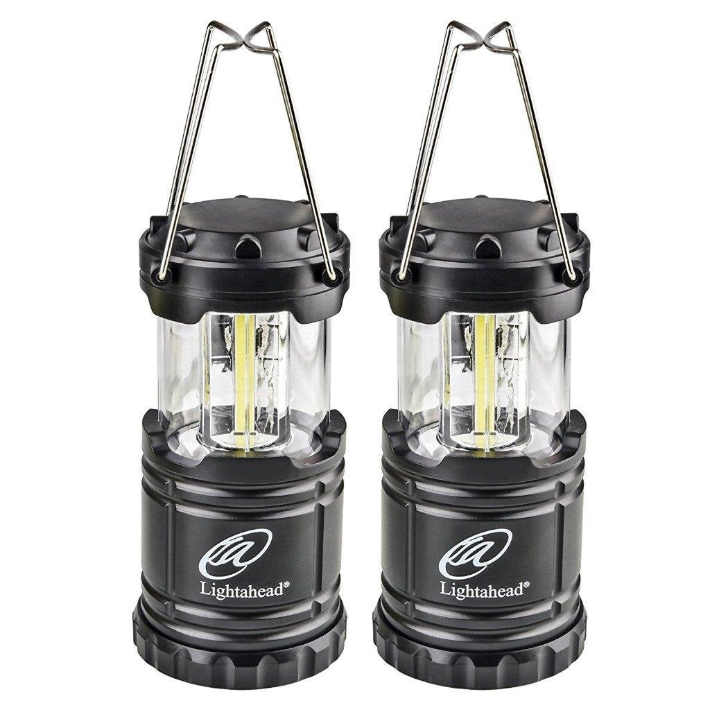 Lightahead Set of 2 Portable Outdoor LED Camping Lantern Equipment with Battery (Black)