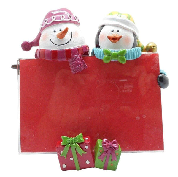 Lightahead 4 x 6 inch Snowman and Penguin Colorful Picture Frame Tabletop Desktop Christmas Decoration