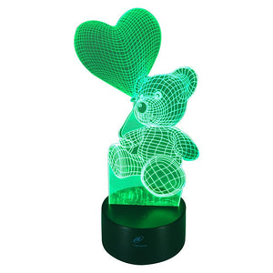 Lightahead Amazing 3D Optical Illusion Touch LED Night Light 7 changing Colors (Love Bear 2)