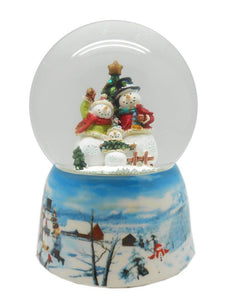 Lightahead Polyresin Musical Christmas Water Snow Globe with music playing (SnowMan Family)