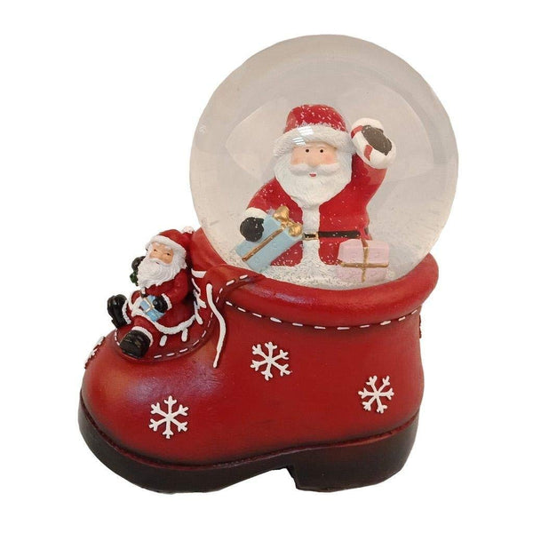 Lightahead Decorative Christmas Santa Water Snow Globe Shoe Shaped 100 MM Poly resin