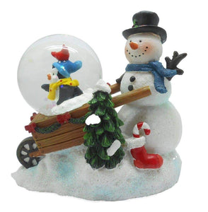 Lightahead Snowman with Penguin in a wheel barrow in 45MM water globe
