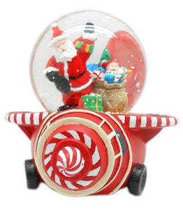Lightahead Santa Musical Water Snow Globe playing tune & Rotating Table Top Decoration for Christmas(Santa on Plane)