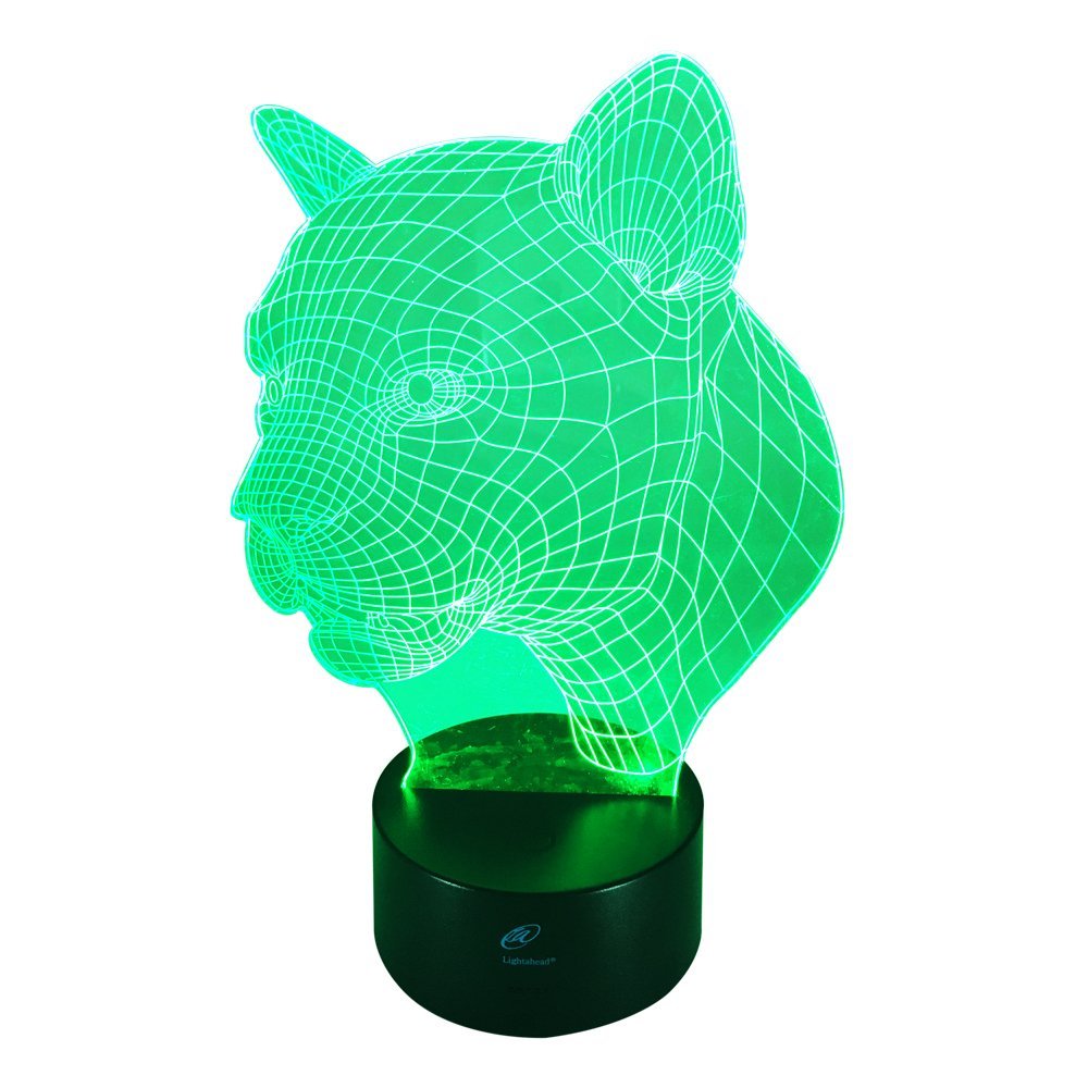 Lightahead 3D Optical Illusion Touch Night Light LED Desk Lamp,7 changing Colors,USB Powered-Leopard