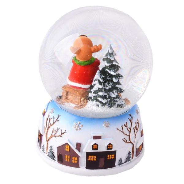 Lightahead Polyresin Christmas Reindeer Santa Snow Globe with falling Snowflakes & music playing (Reindeer)