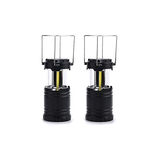 Lightahead 2 Pack Portable Outdoor LED Camping Lantern, Black, Collapsible (with Battery)