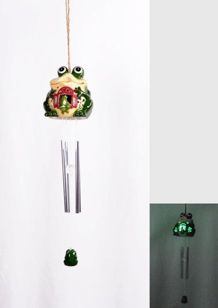 Lightahead Frog Windbell Light Solar Powered Frog Color Changing LED Wind Chime (Green)