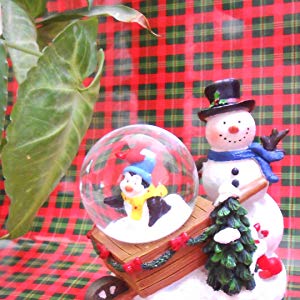 Lightahead Snowman with Penguin in a wheel barrow in 45MM water globe