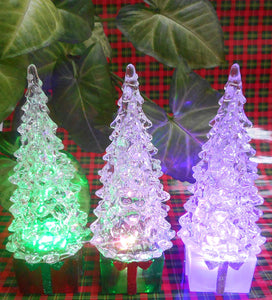 Lightahead Christmas Tree, 15CM High with square base and color changing LED Lights, Ornaments Table Decoration Light Christmas Gift Night Light (Set of 3)