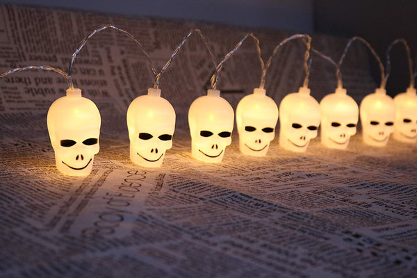 Lightahead 2M 20 LEDS Skull Shape LED String Light with Dual Mode for Halloween Holidays Party