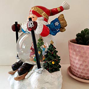 Lightahead Christmas Santa Snow Globe Water ball LED light, flying snow with 8 melodies 100 MM Poly resin