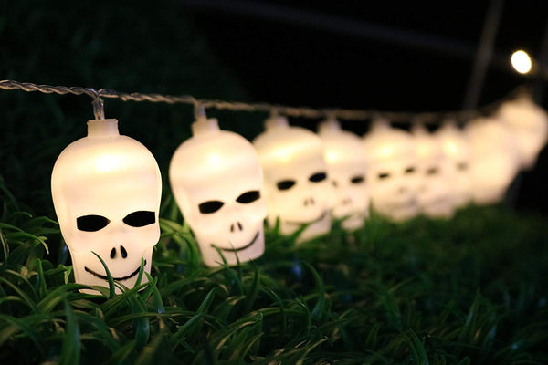 Lightahead 2M 20 LEDS Skull Shape LED String Light with Dual Mode for Halloween Holidays Party