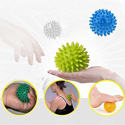 Lightahead Red Lacrosse and Green Spiky Massage Ball Set for Myofascial Release Therapy, 2 pack