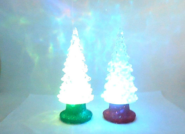 Lightahead Christmas Tree, 15CM High with round base and color changing LED Lights, Table Decoration Light Christmas Ornament Gift Night Light (Set of 2)