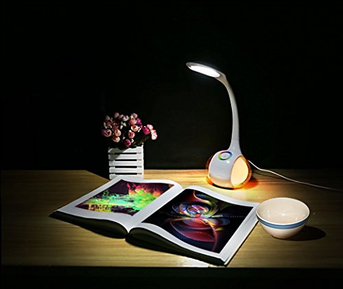Lightahead LED Desk and Mood Lamp with 3 Level Dimmable Touch Control Flexible Neck and Base (White)