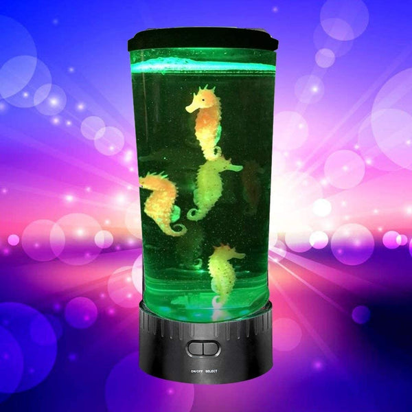 Lightahead LED Seahorse Lamp Round, 5 Color Changing Light Effect,Sea Horse Tank Aquarium Mood Lamp