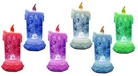 Lightahead LED glitter flameless candle with Moving Patterns light Sprinkle colorful glitter base with LED RGB color change