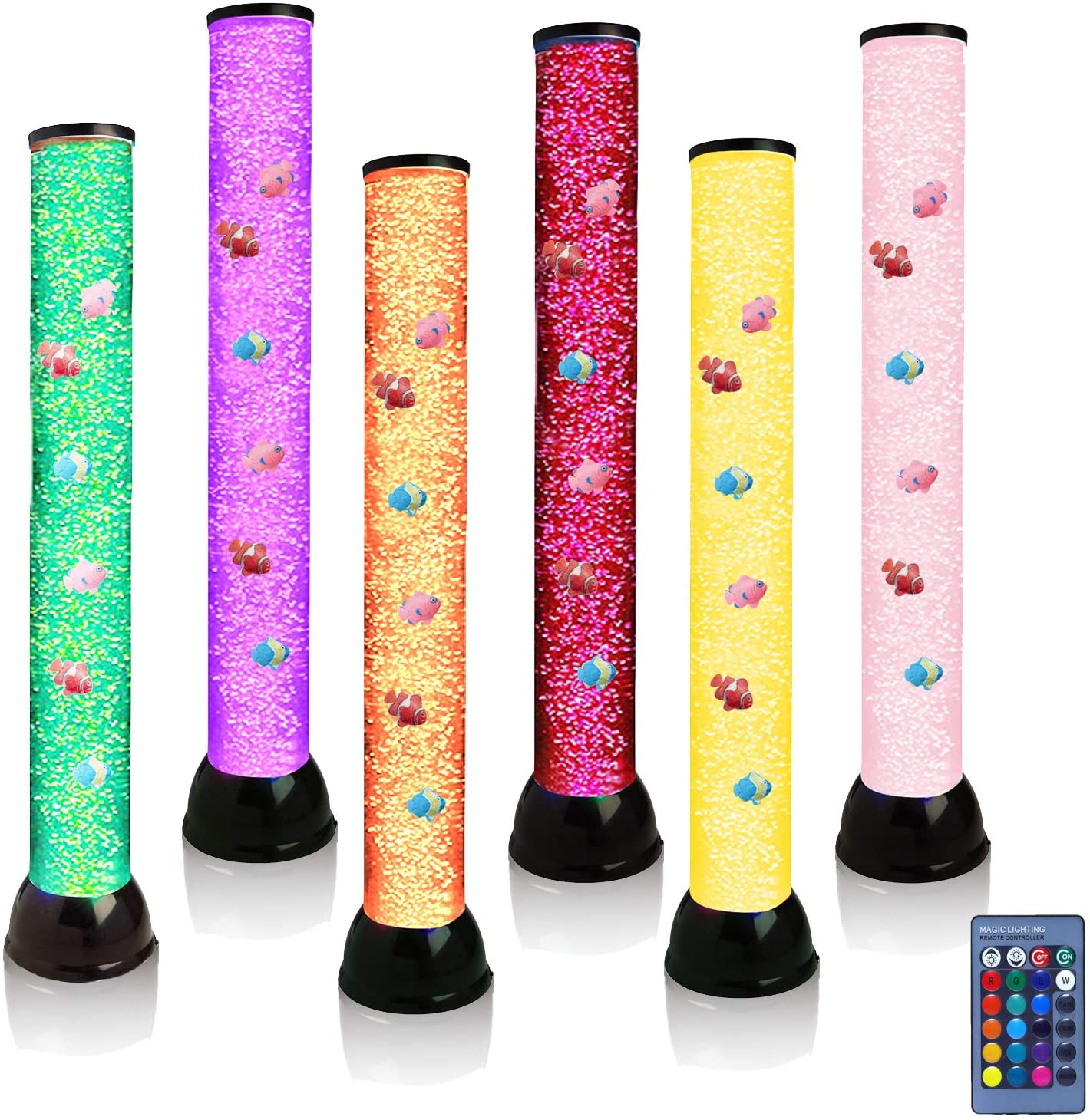 Lightahead Extra Large 32 Inches LED Fantasy Bubble Fish Tube Fake Aquarium with 7 Color Light Effects & Remote Control. The Ultimate Sensory Lamp.