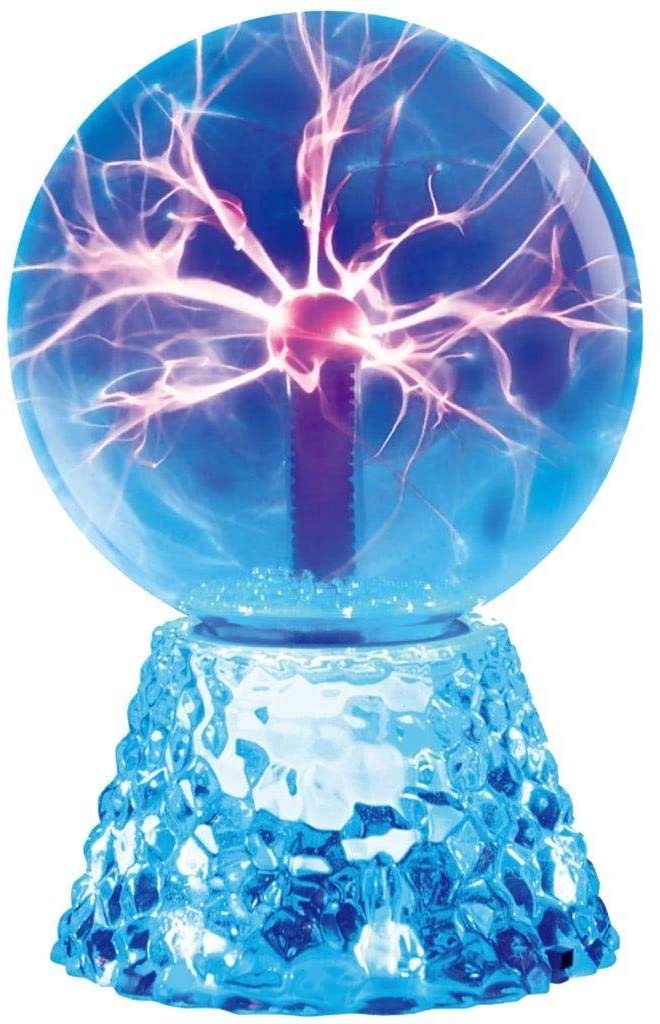 Lightahead 8" Crystal Plasma Ball Lamp Blue Color Globe Design with Transparent Base Touch Sound Sensitive