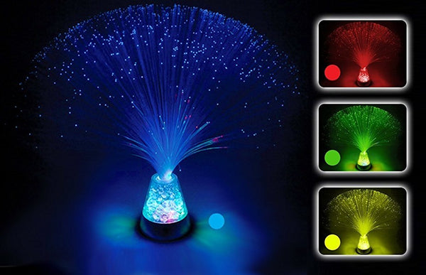 Lightahead LED RGB Color Changing Crystal Fiber Optic Lamp with Cone Base with Clear Crystals for Wedding Christmas Party Holiday