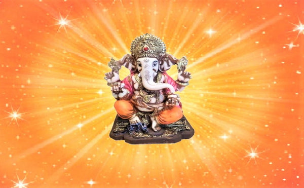Lightahead The Blessing. A Multi Colored Statue of Lord Ganesh Ganpati Elephant Hindu God Made from Marble Powder in India
