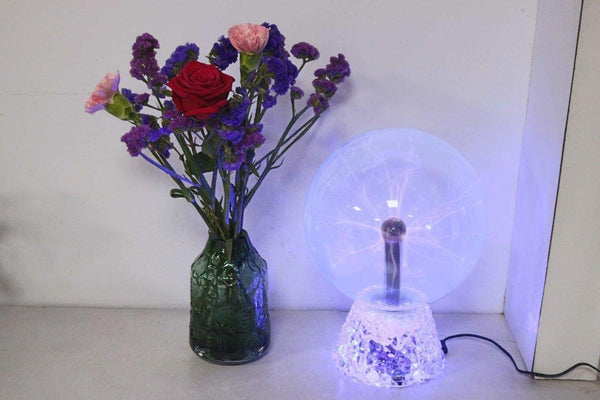 Lightahead 8" Crystal Plasma Ball Lamp Blue Color Globe Design with Transparent Base Touch Sound Sensitive