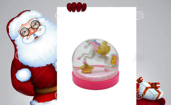 Lightahead Mini Unicorn Snow Globe with Glitter Inside and Pink Base,Table Top Decorations Christmas, Birthday Gifts