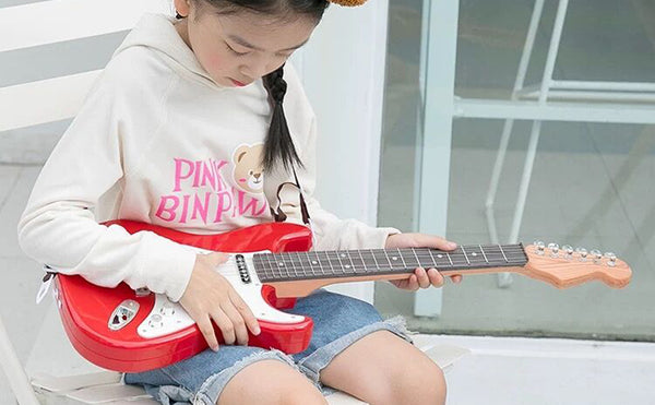 Lightahead Electronic Guitar with Sound and Lights 26 inch Guitar With Preset Music And Vibrant Sounds Fun Musical Guitar (Red)