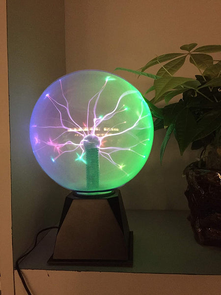 Lightahead 8" Crystal Plasma Ball Lamp with Green/Red/Purple/Multi Light Colors Globe Design Touch Sound Sensitive