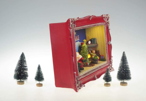 Lightahead LED Lighted Santa and Kids with Turning Tree Christmas Scene in Picture Photo Frame,Musical Decoration with 8 melodies Tabletop Centerpiece