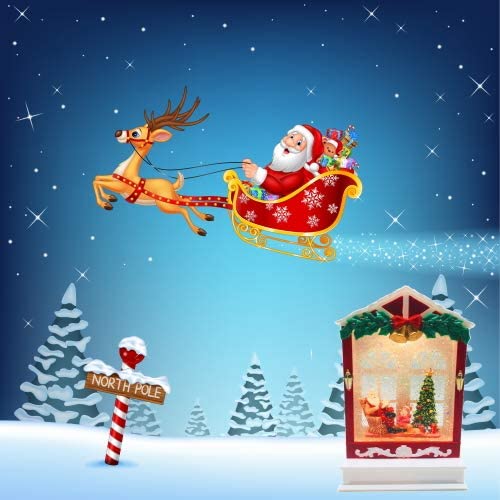 Lightahead Christmas Musical Light up Swirling Glitter House with Santa Reading Story to Children Inside Figurine, Warm White LED Light and 8 Melodies