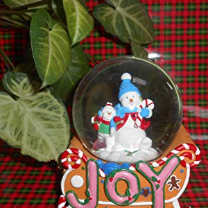Lightahead JOY A Musical Christmas Snowman Gingerbread 100mm Snow Globe with falling Snowflakes & music